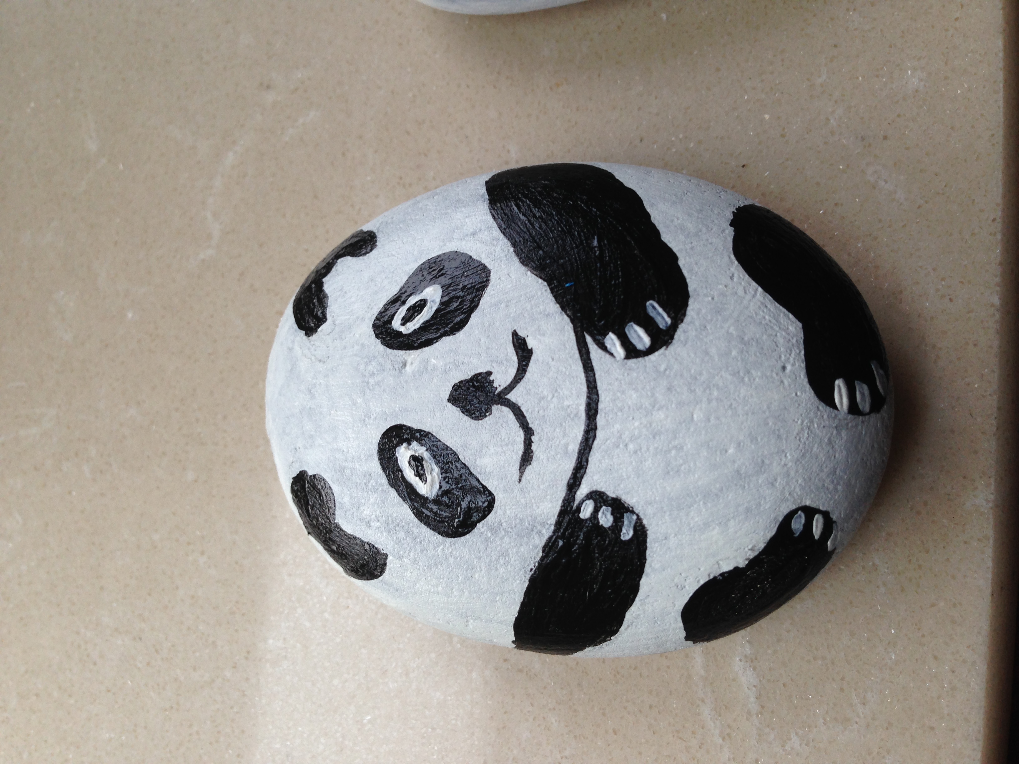 石头画 熊猫