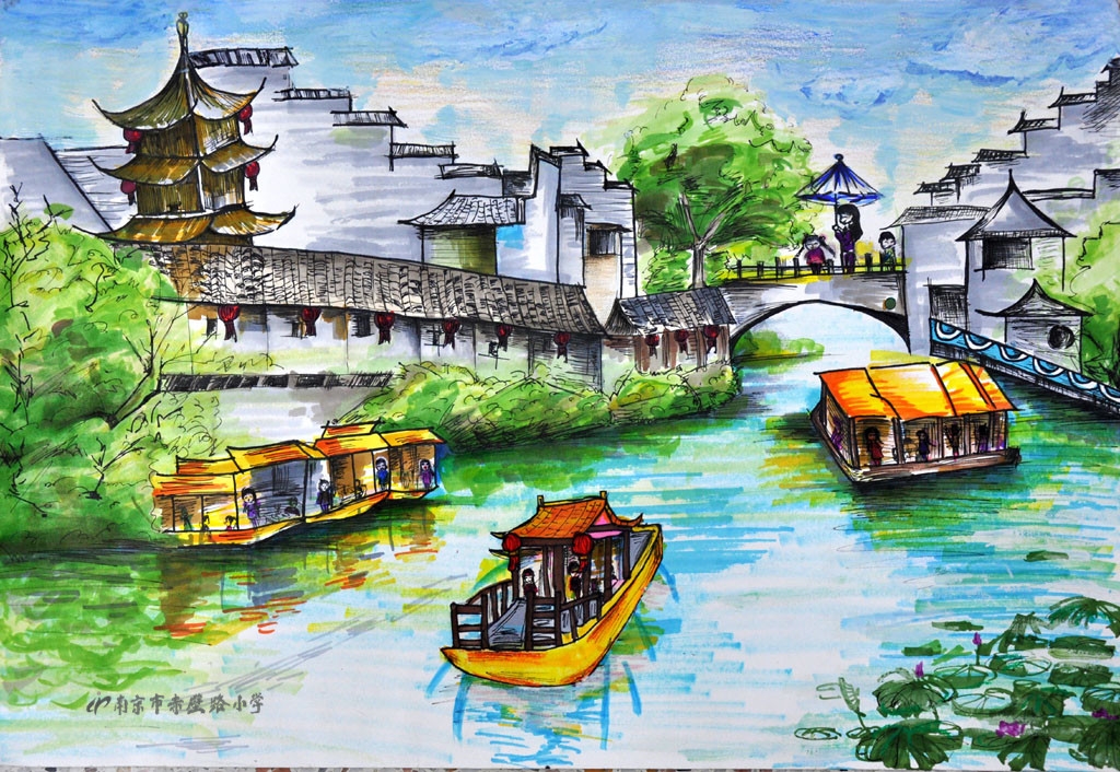 《秦淮风光美》曹舒涵12岁(指导教师:王小燕)