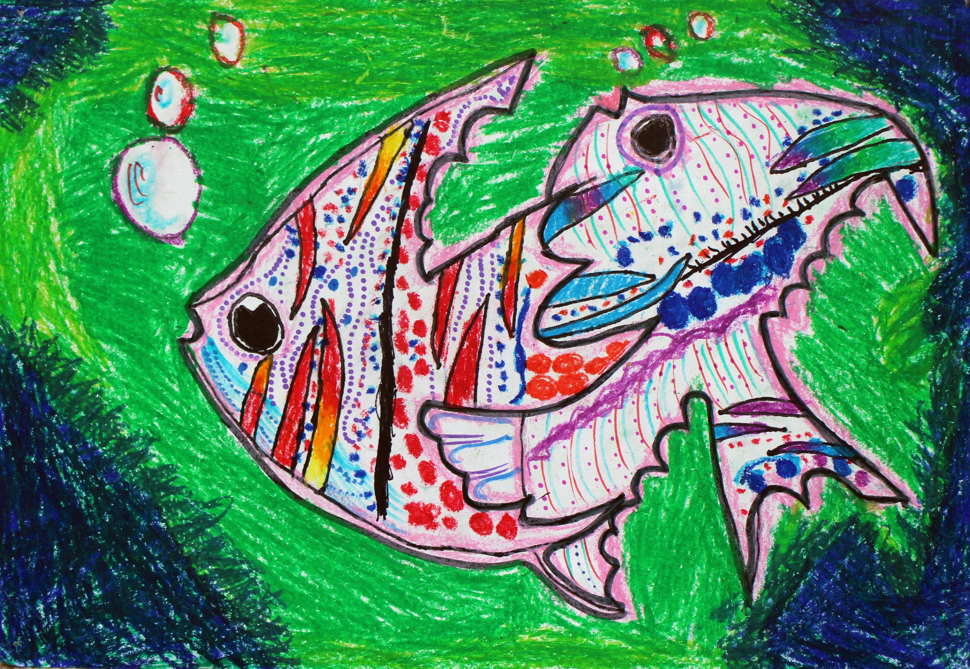 油画棒《追鱼》